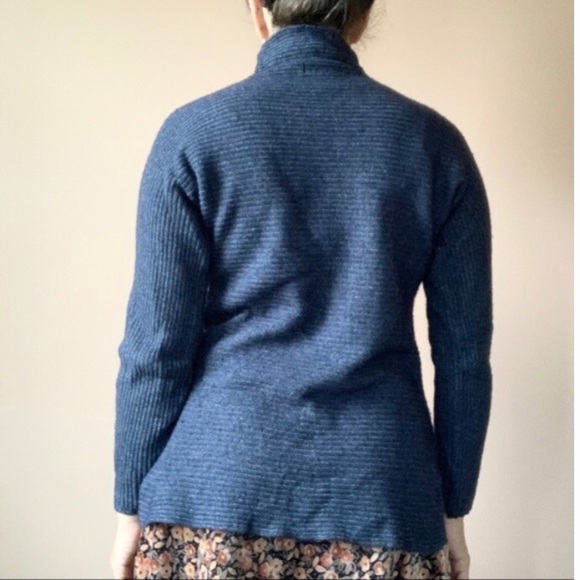 BENEDETTA B. Wool/Cashmere Blend Mock Neck Blue Sweater - Picture 6 of 14